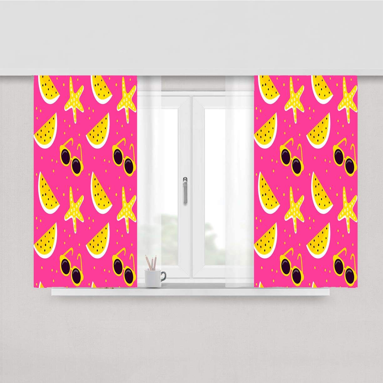 Bright Summer Patterns 09 Peach Skin Window Curtains
