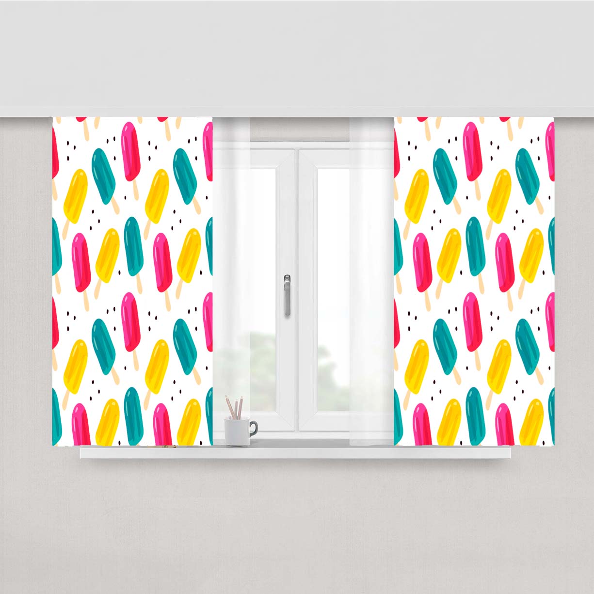Bright Summer Patterns 10 Peach Skin Window Curtains