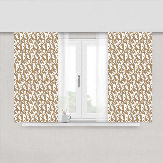 Brown Ghosts Pattern Halloween Peach Skin Window Curtains