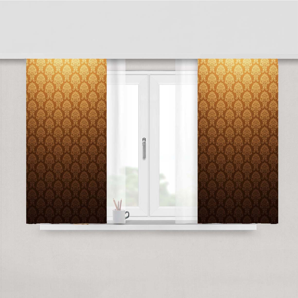 Brown Orange Texture Patterns August Peach Skin Window Curtains