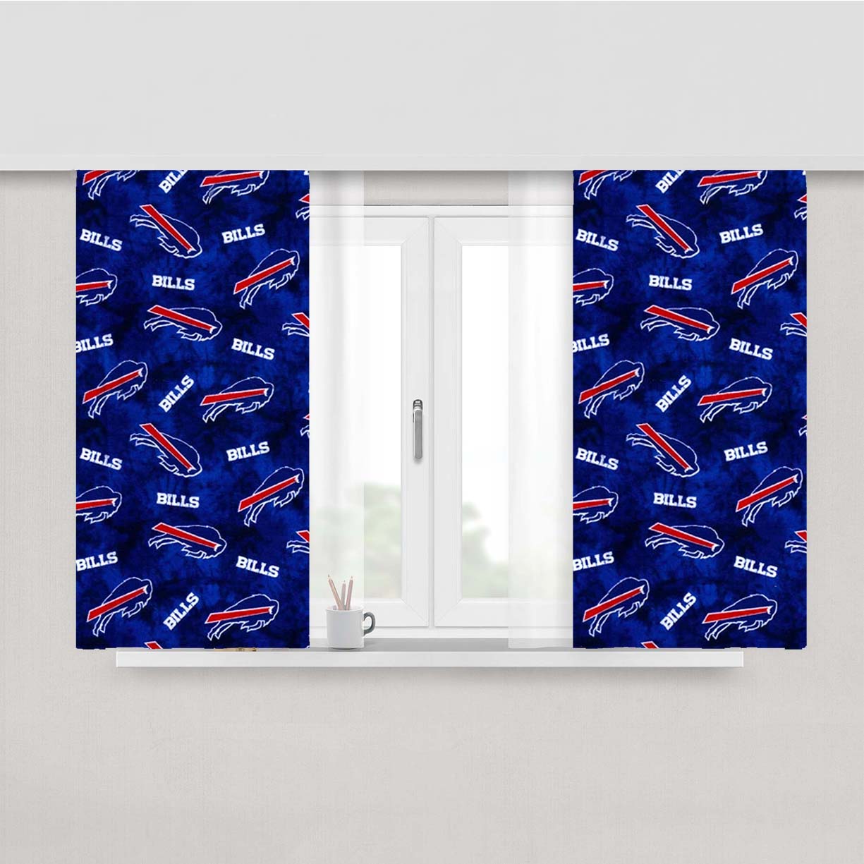 Buffalo Bills Emblem Pattern Peach Skin Window Curtains