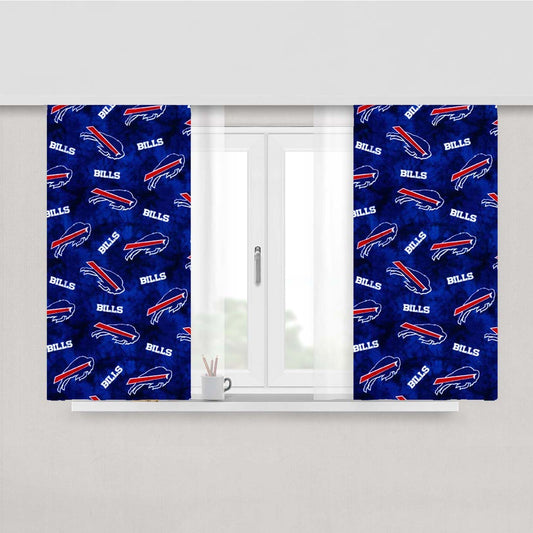 Buffalo Bills Emblem Pattern Peach Skin Window Curtains