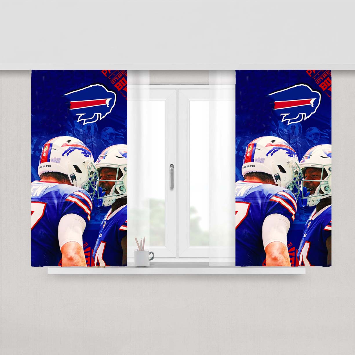 Buffalo Bills Taylor Squad Peach Skin Window Curtains