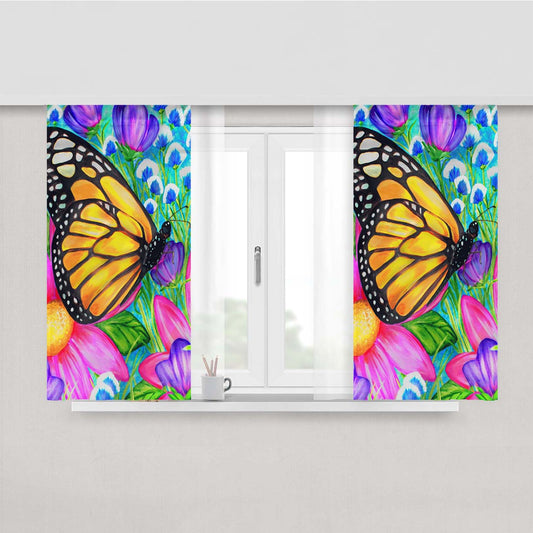 Butterfly Blooms Peach Skin Window Curtains