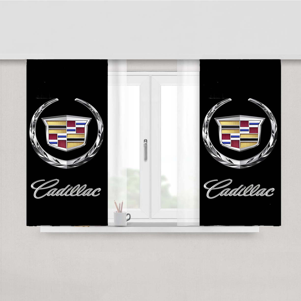 Cadillac Car Peach Skin Window Curtains