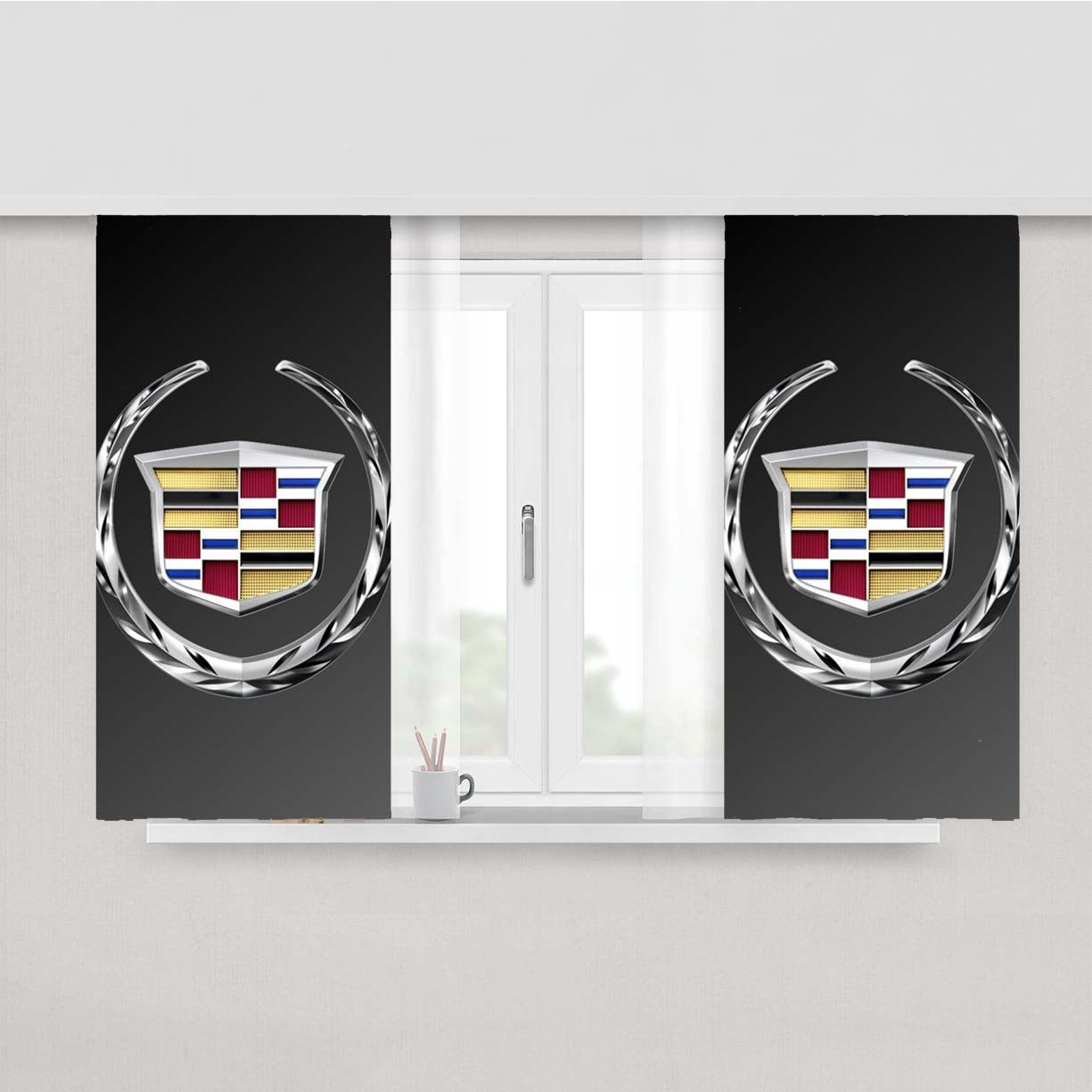 Cadillac Car Logo Peach Skin Window Curtains