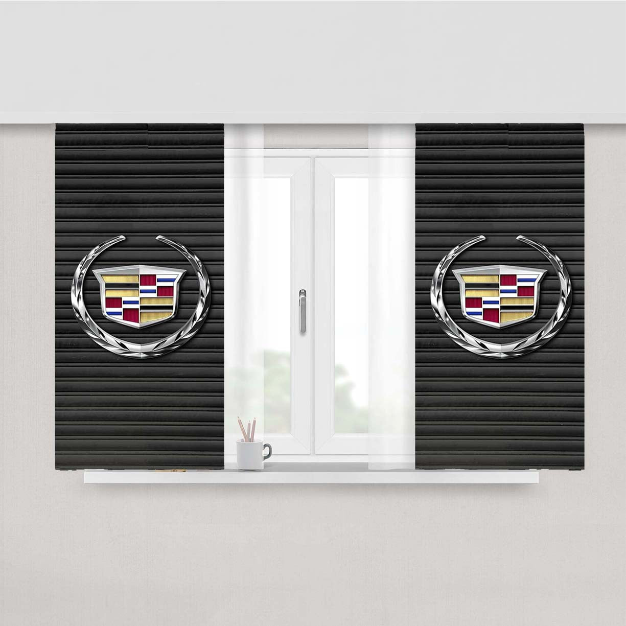 Cadillac Metal Logo Peach Skin Window Curtains