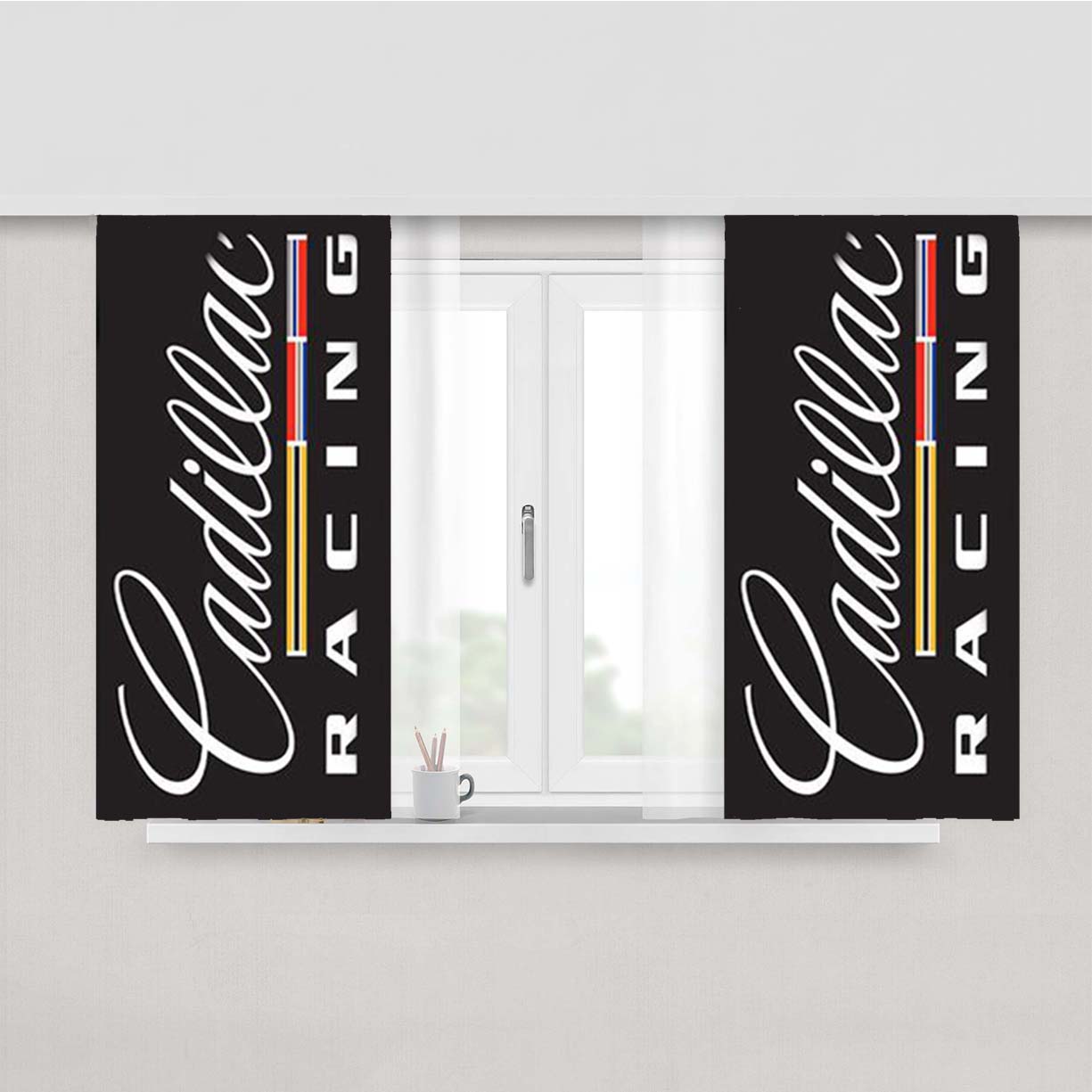 Cadillac Racing Vertical Logo Peach Skin Window Curtains