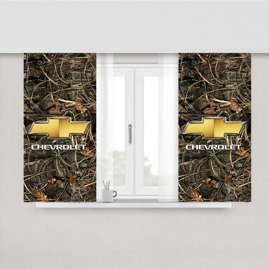 Camo Chevy Chevrolet Peach Skin Window Curtains