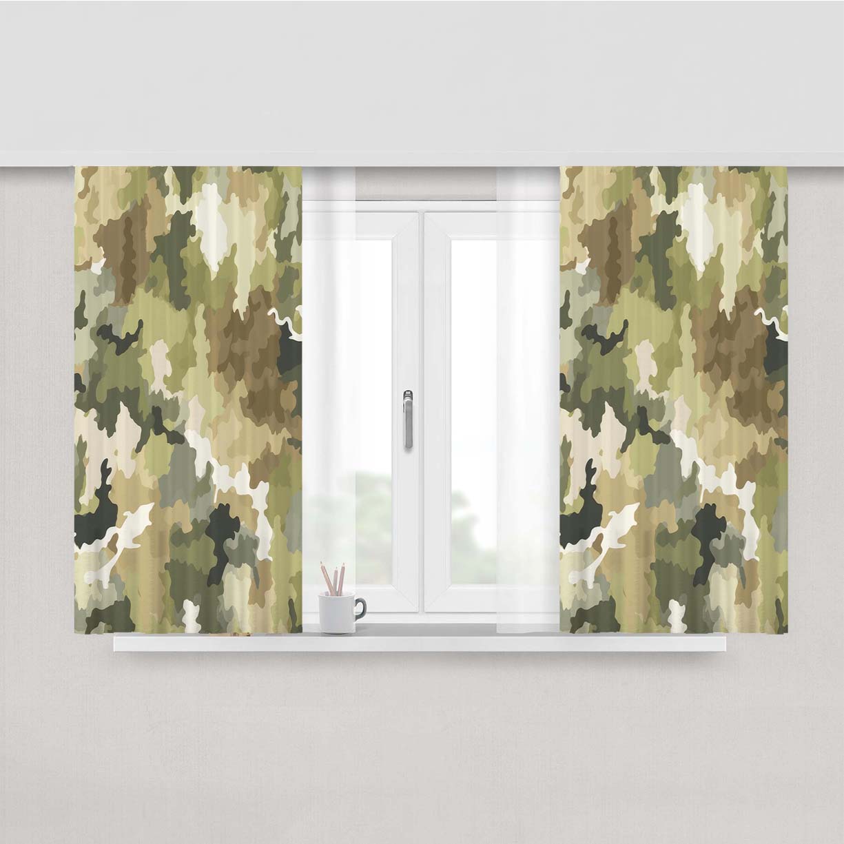 Camouflage Peach Skin Window Curtains
