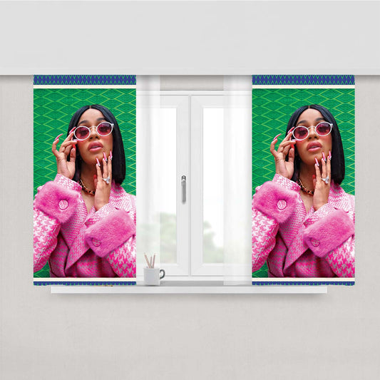 Cardi B Newyork Pattern Peach Skin Window Curtains