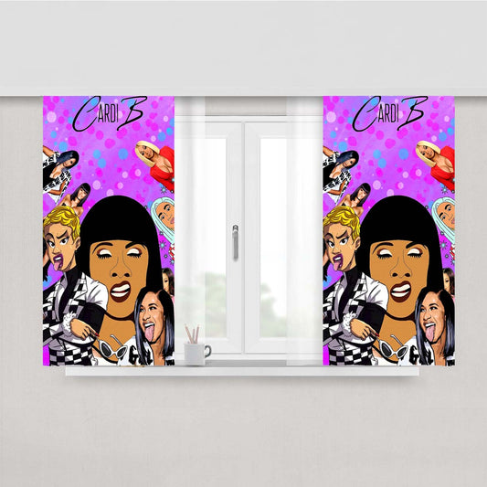 Cardi B Pattern Face Peach Skin Window Curtains