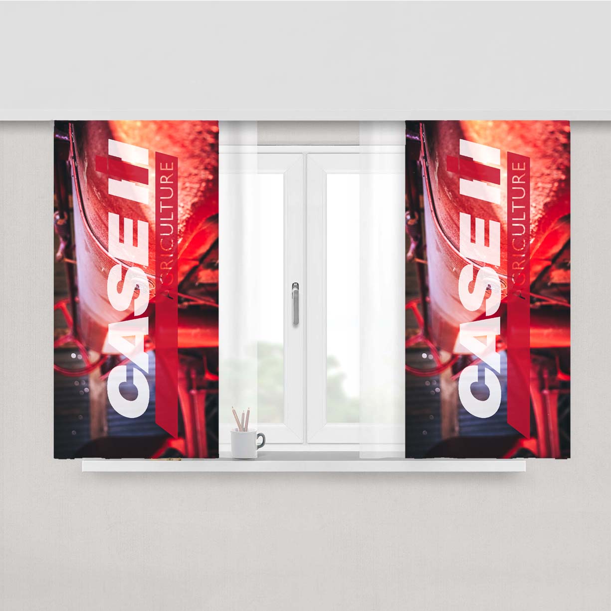 Case Ih Agriculture Logo Red Tractors Peach Skin Window Curtains