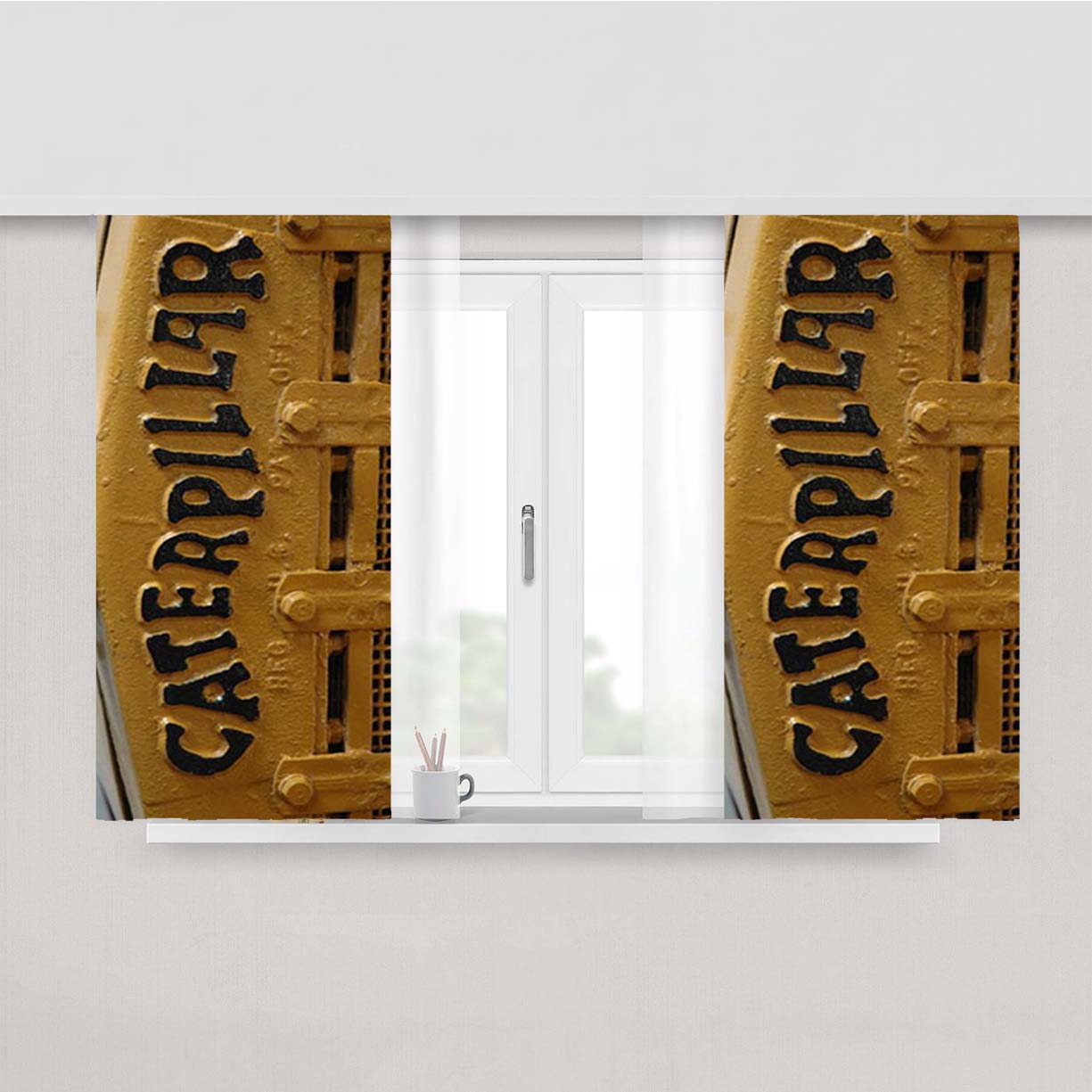 Caterpillar Cat Old Peach Skin Window Curtains
