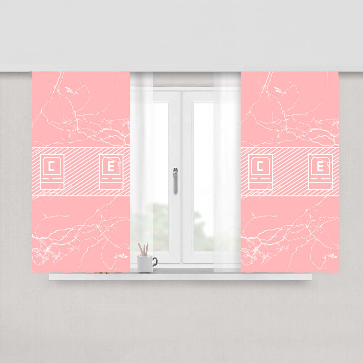 Cav Empt Pattern Peach Skin Window Curtains