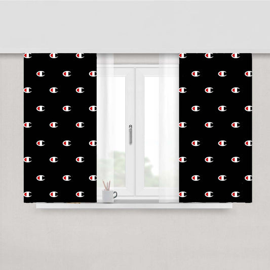 Champion Emblem Pattern Peach Skin Window Curtains