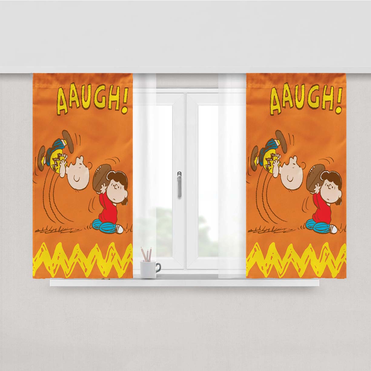 Charlie Brown And Lucy Football Peach Skin Window Curtains