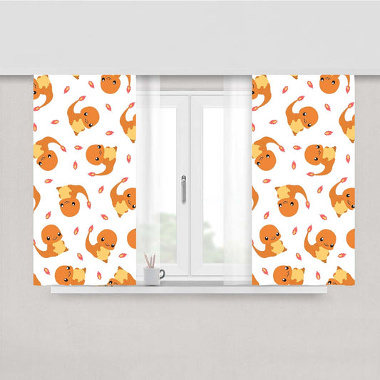 Charmander Cute Pokemon Pattern Peach Skin Window Curtains