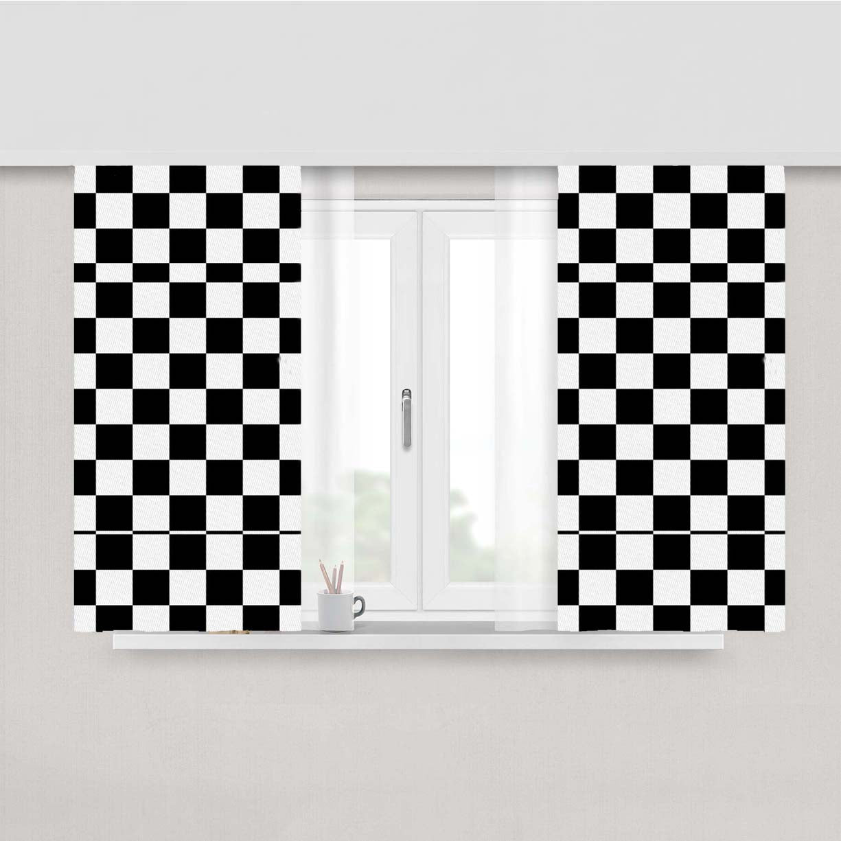 Check Plz Peach Skin Window Curtains