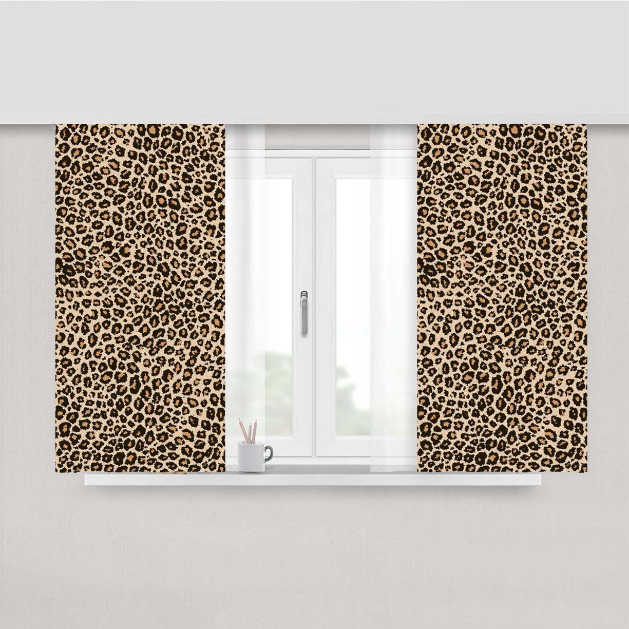 Cheetah Cat Skin Pattern Texture Style Peach Skin Window Curtains