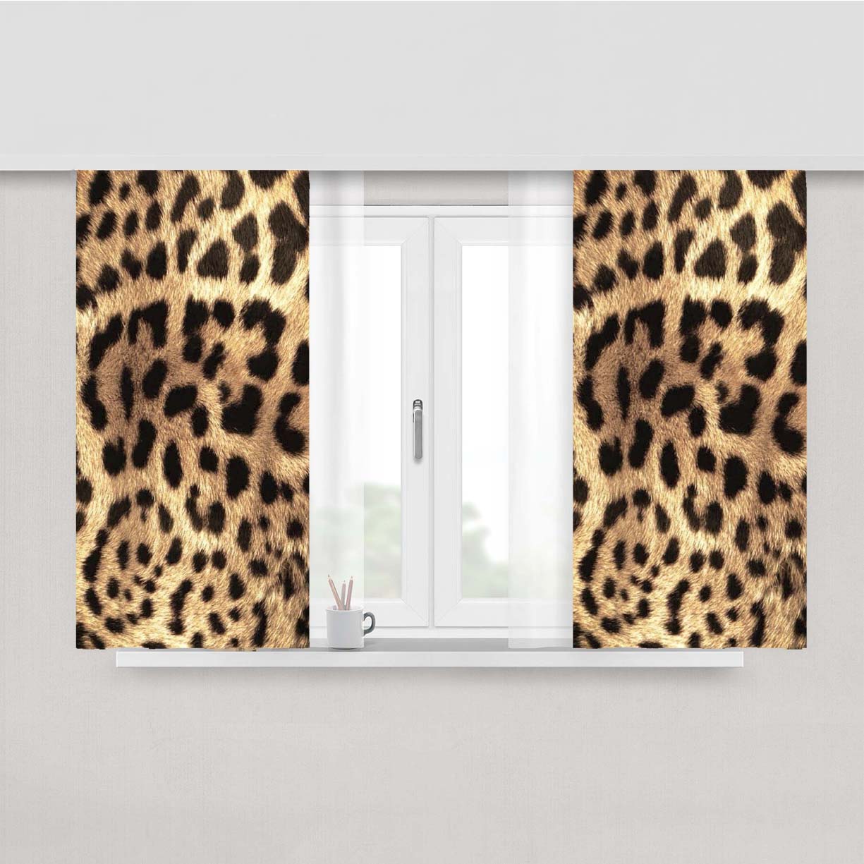 Cheetah Texture Pattern Style Peach Skin Window Curtains