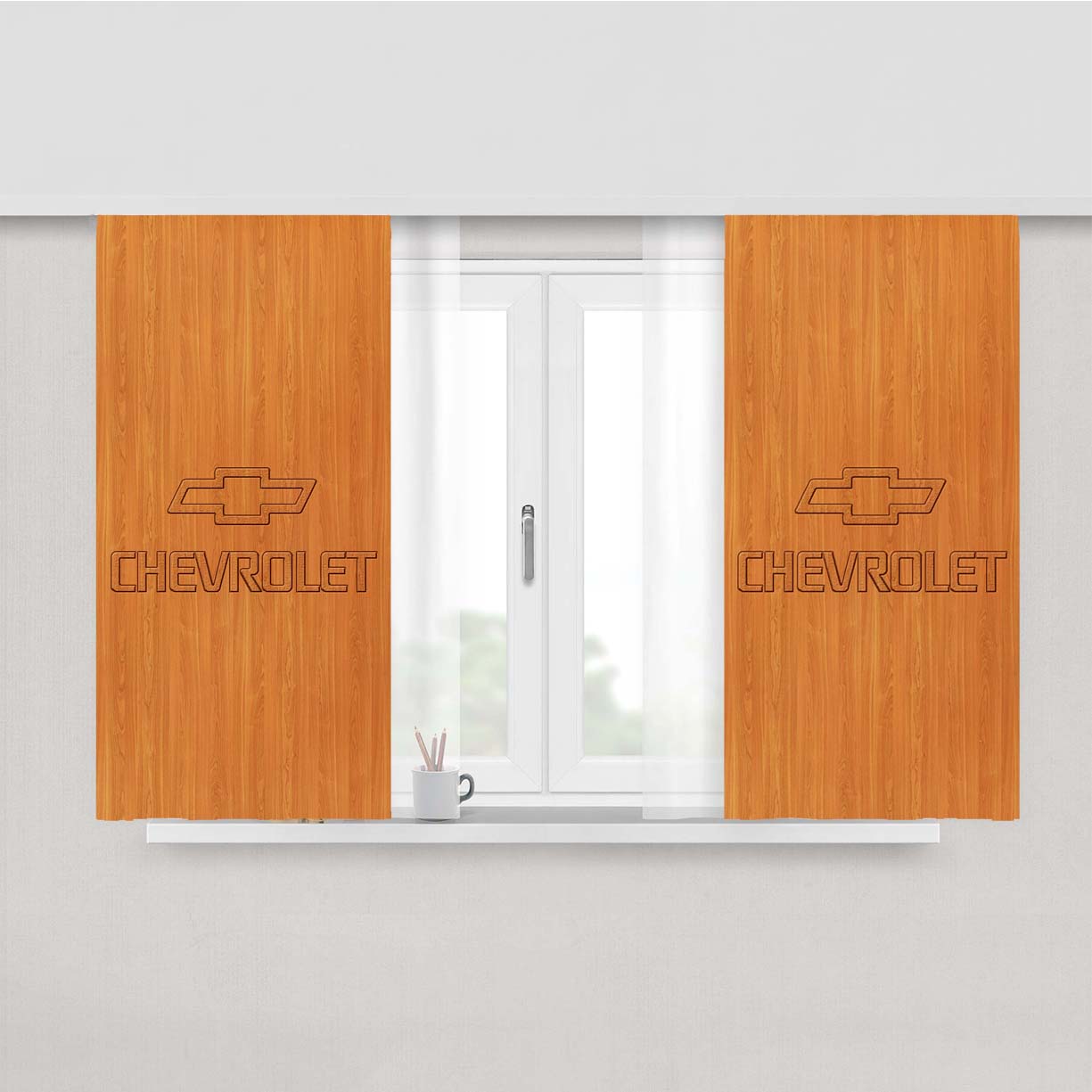 Chevrolet Carbon Background Peach Skin Window Curtains