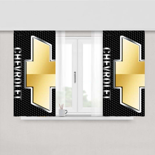 Chevrolet Logo On Mesh Peach Skin Window Curtains