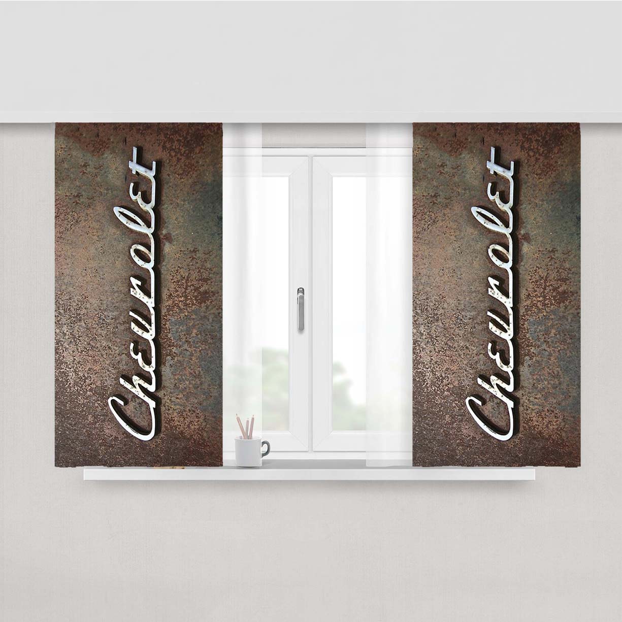 Chevrolet Rusty Logo Peach Skin Window Curtains