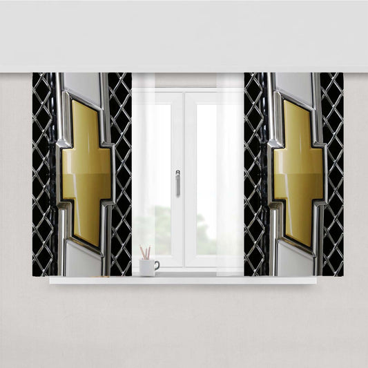 Chevy Chevrolet Gold Logo Peach Skin Window Curtains