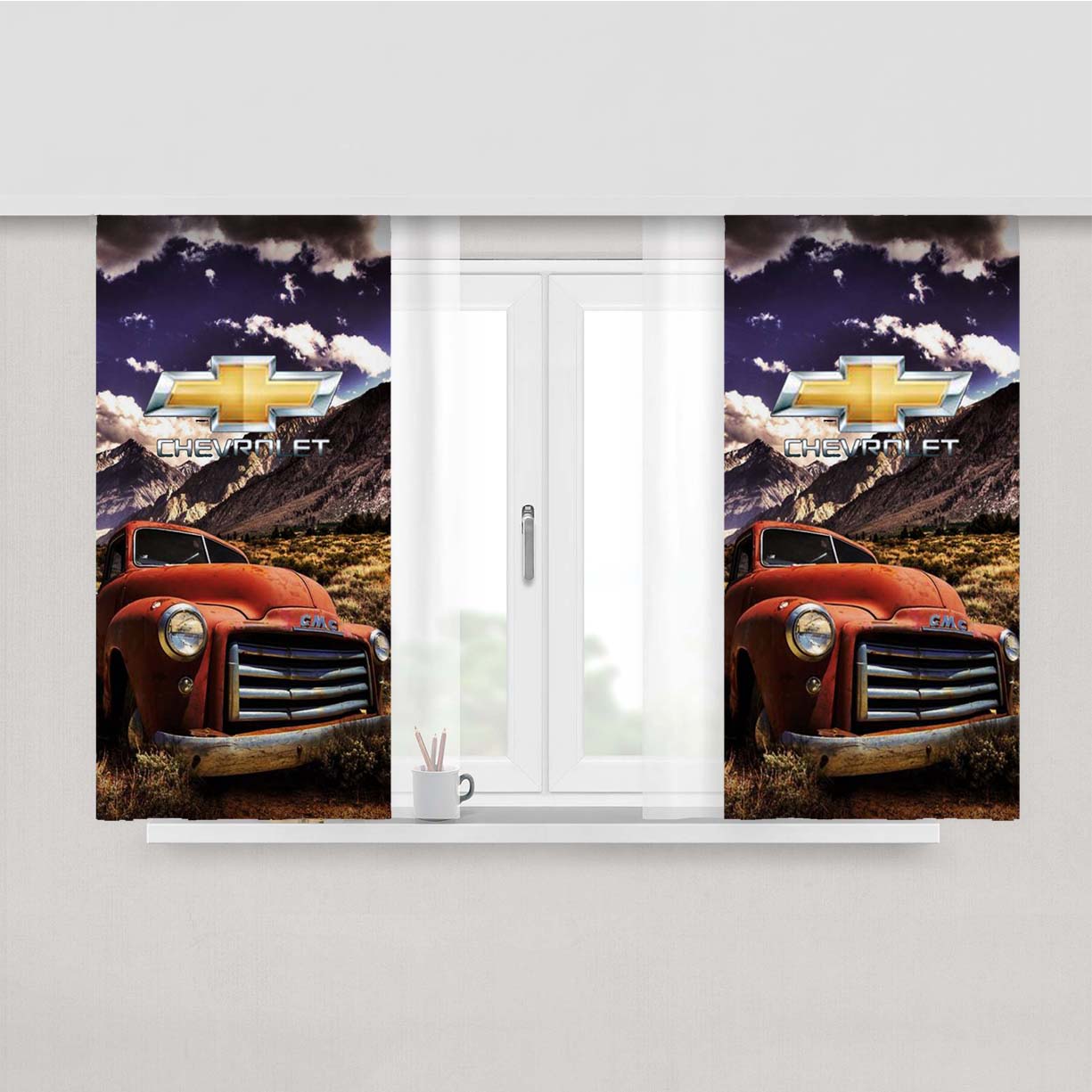 Chevy Classic Truck Peach Skin Window Curtains
