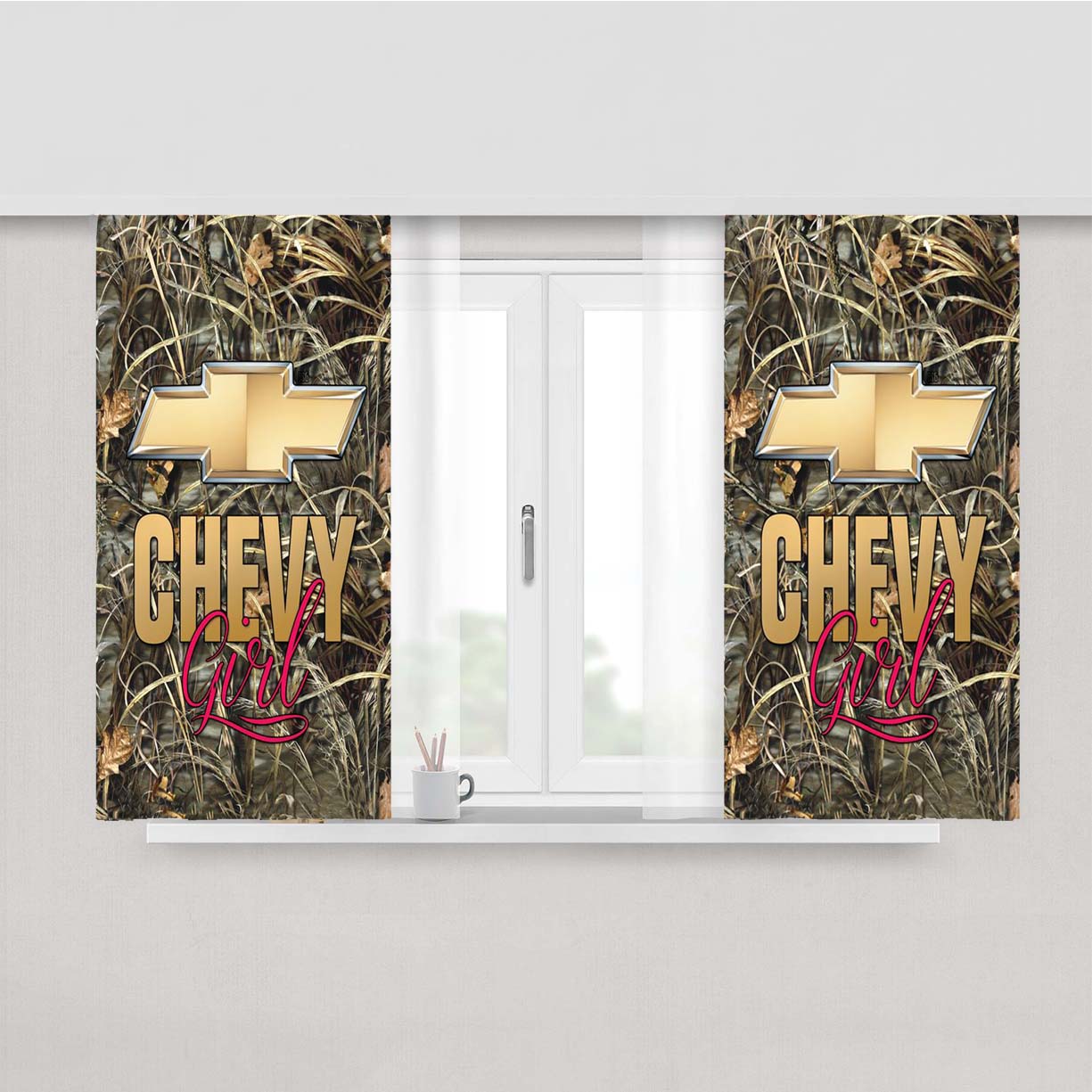 Chevy Girl Peach Skin Window Curtains