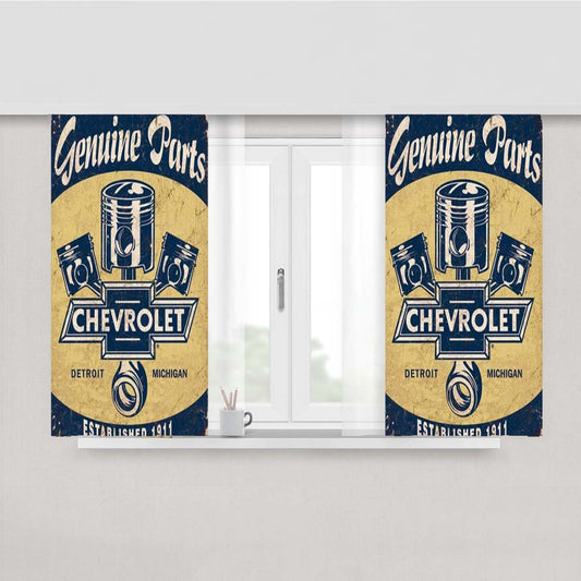 Chevy Retro Car Poster Peach Skin Window Curtains