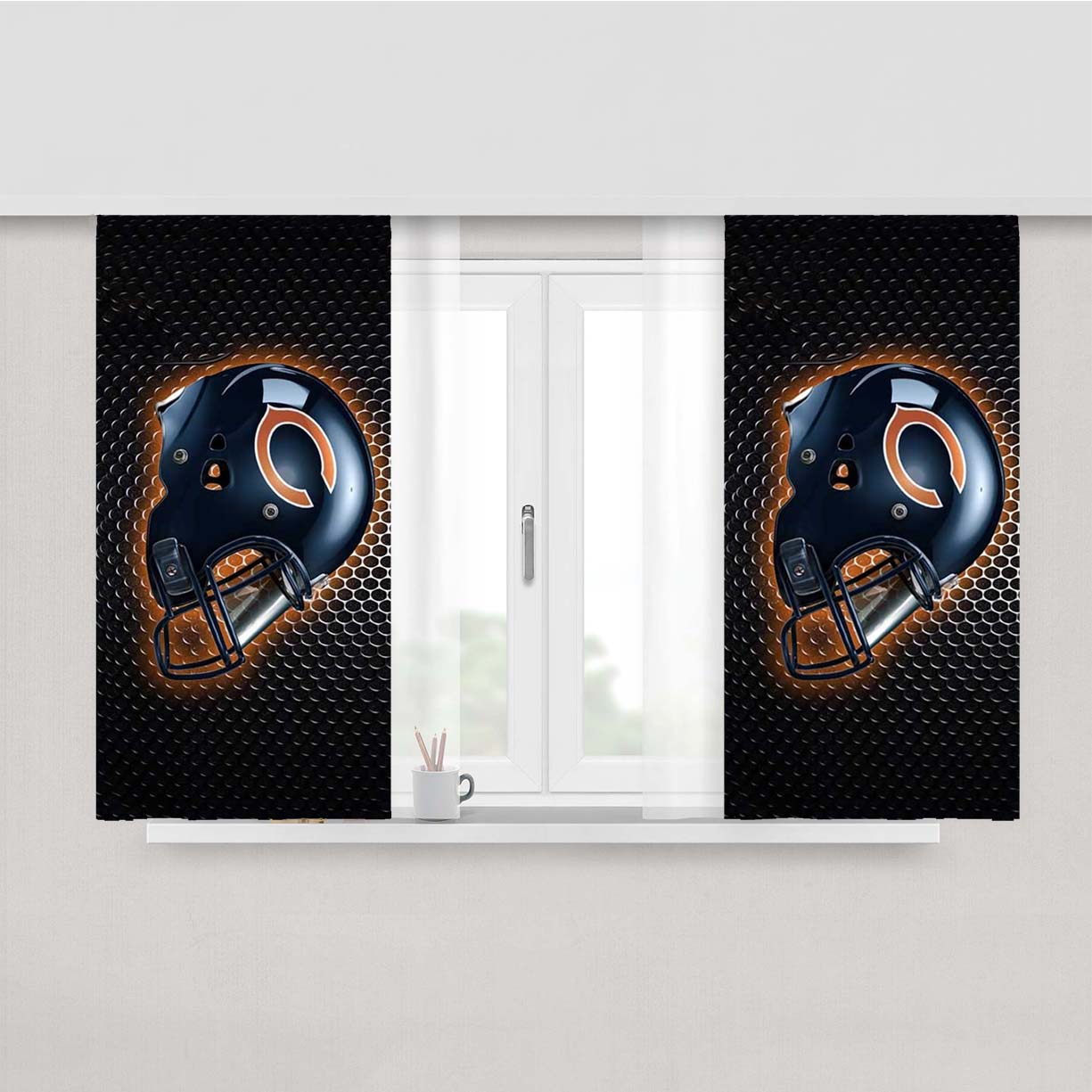 Chicago Bears Helmet Peach Skin Window Curtains