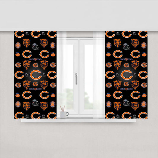 Chicago Bears Logo Pattern Wallpaper Peach Skin Window Curtains