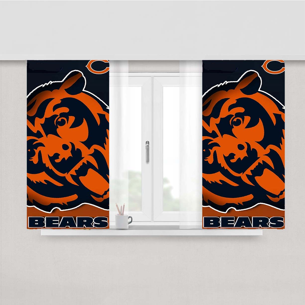 Chicago Bears Nfl Peach Skin Window Curtains