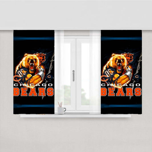 Chicago Bears Nfl Black 1 Peach Skin Window Curtains