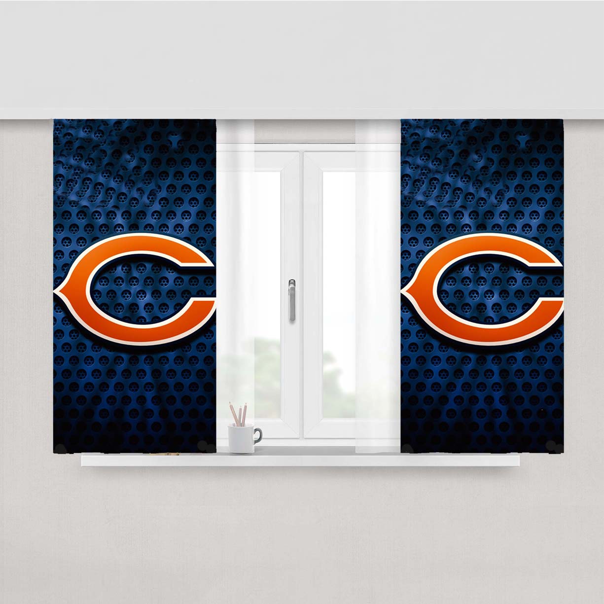 Chicago Bears Symbol Peach Skin Window Curtains