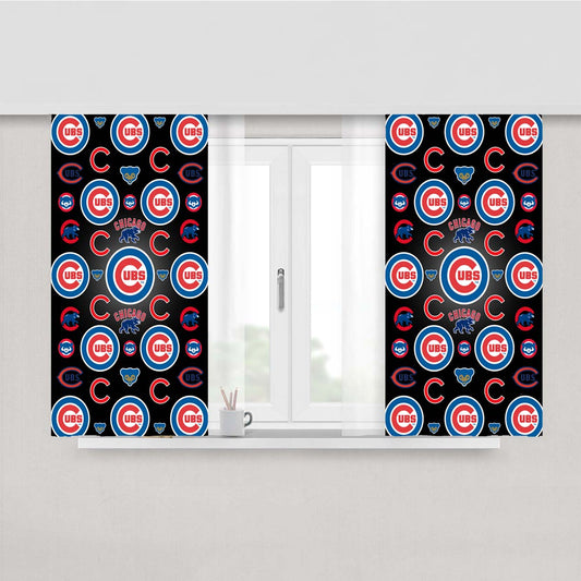 Chicago Cubs Logo Pattern Peach Skin Window Curtains