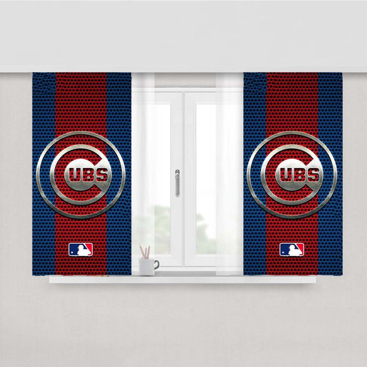 Chicago Cubs Metal Logo Peach Skin Window Curtains