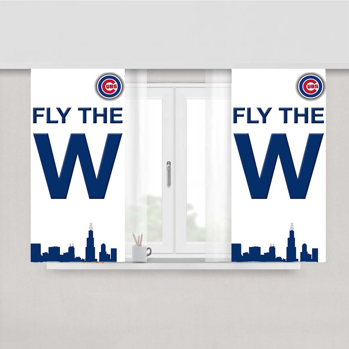 Chicago Cubs Mlb Icon Peach Skin Window Curtains