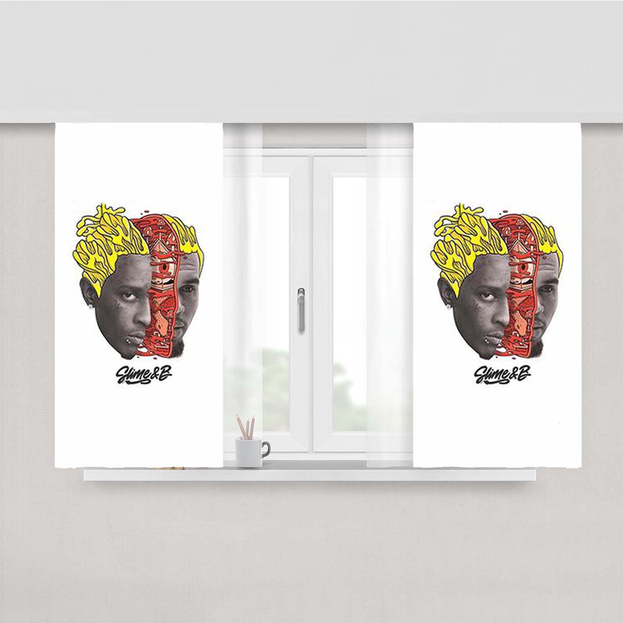 Chris Brown Young Thug Slime Peach Skin Window Curtains
