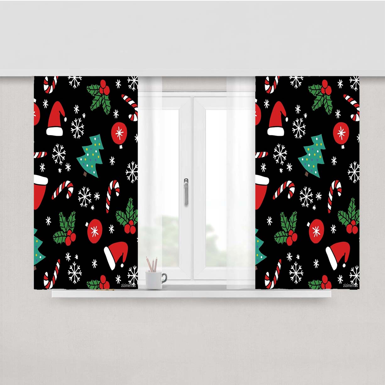 Christmas Peach Skin Window Curtains