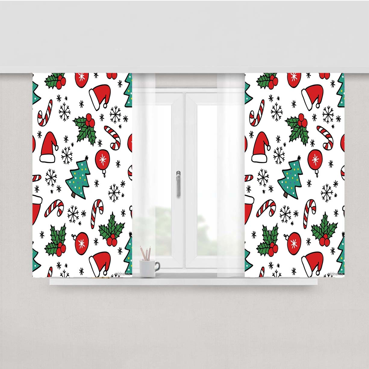 Christmas Pattern Peach Skin Window Curtains