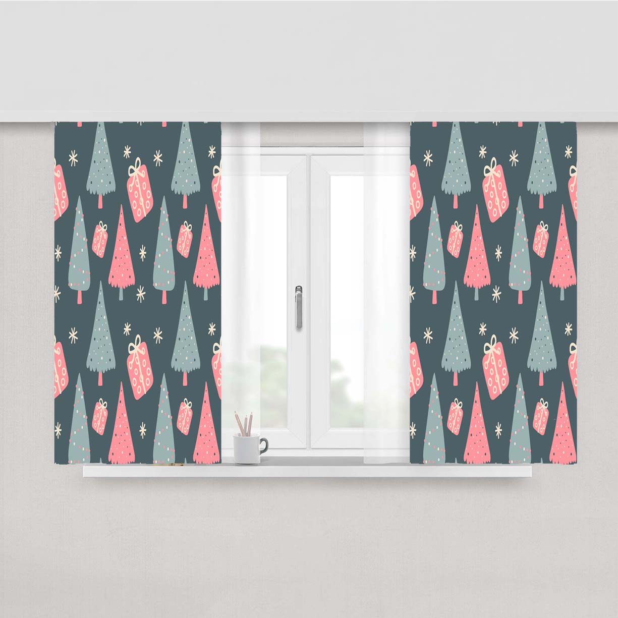Christmas Patterns Set 03 Peach Skin Window Curtains