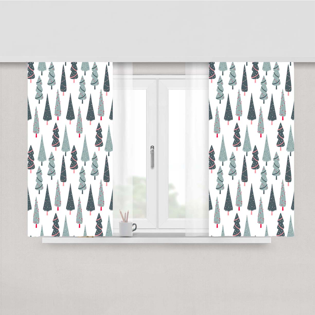 Christmas Patterns Set 04 Peach Skin Window Curtains