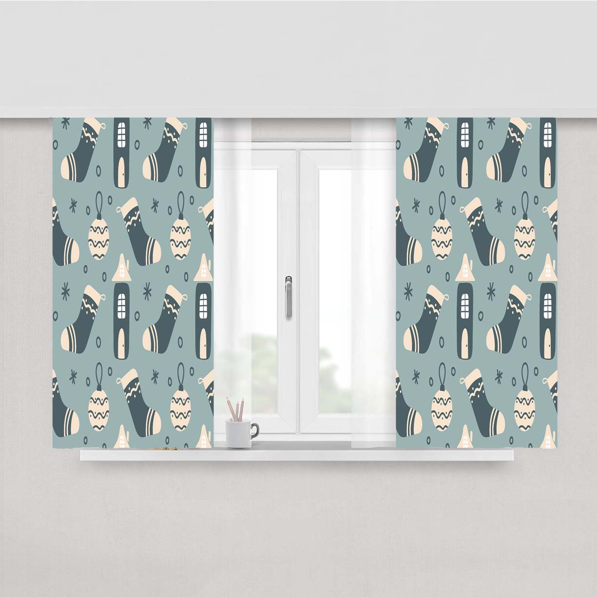 Christmas Patterns Set 05 Peach Skin Window Curtains
