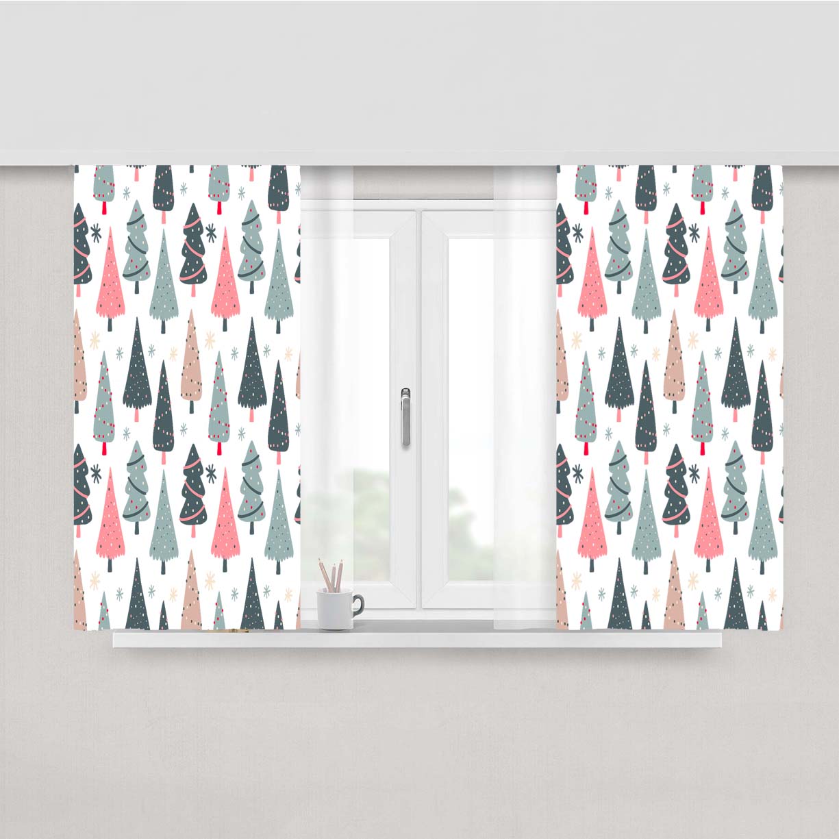 Christmas Patterns Set 08 Peach Skin Window Curtains