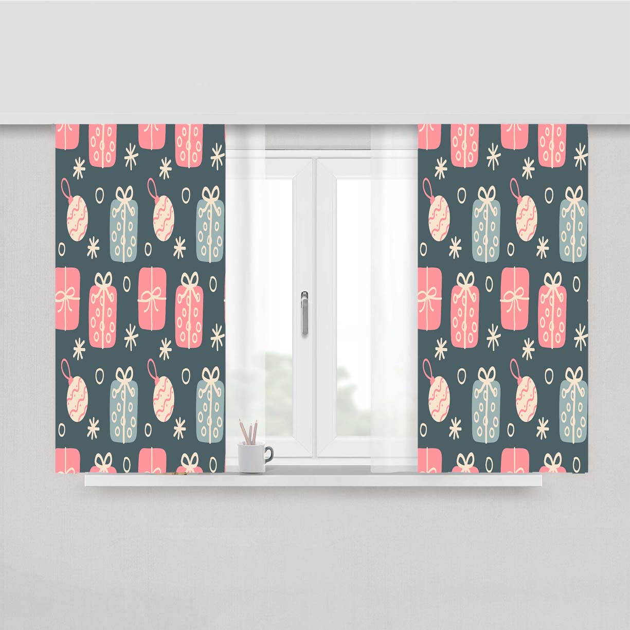 Christmas Patterns Set 09 Peach Skin Window Curtains