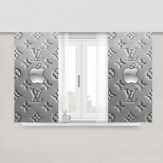 Chrome Apple Tech Pattern Peach Skin Window Curtains