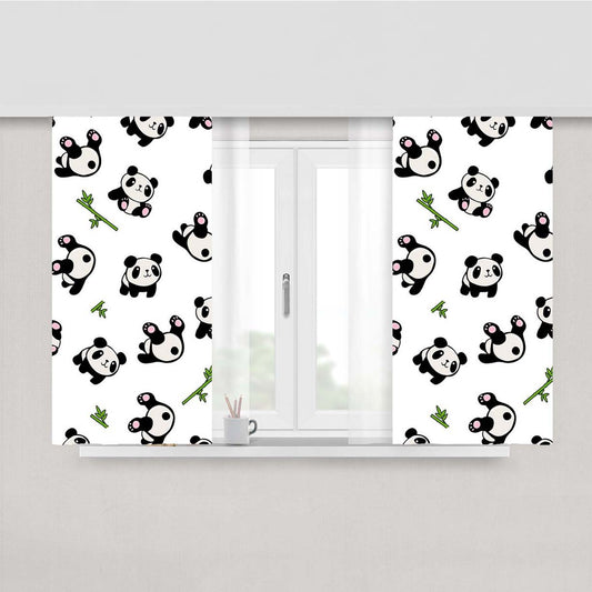 Chubby Panda Funny Pattern Peach Skin Window Curtains